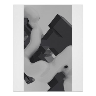 Poster Abstract Black & White 3D Organic Geometric Art