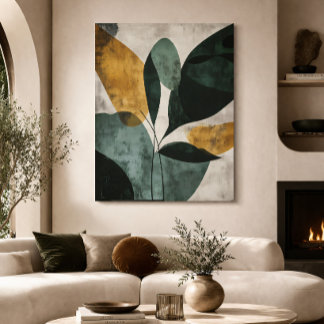 Poster Abstract Botanical Green Mustard Textured Minimal