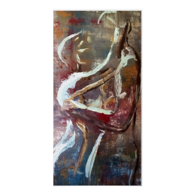 Poster abstract couples embrace (Devant)