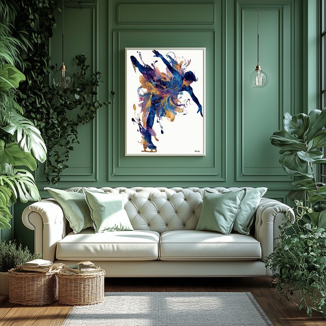 Poster Abstract Fluid Ink Ice Skater – Modern Motion Art (Créateur téléchargé)