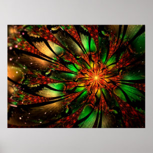 Poster Abstract fractal flower design.