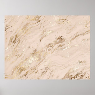 Poster Abstract gold marble with glitter waves