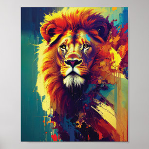 Poster Abstract Lion Art - Bold Colors Captivating Design