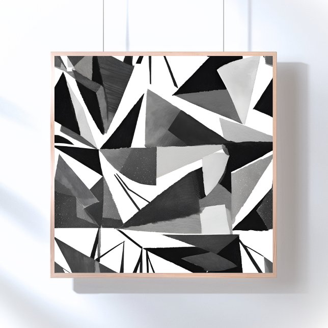 Poster Abstract Modern Geometric Black & White Watercolor (Créateur téléchargé)