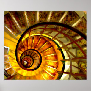 Poster Abstract Nautilus Spiral Staircase