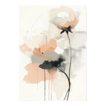 Abstract Poppy Floral Art Print | Minimalist Blush