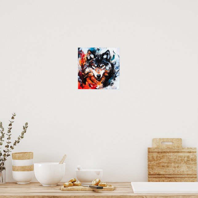 Poster Abstract Wild Spirit Wolf (Cuisine)
