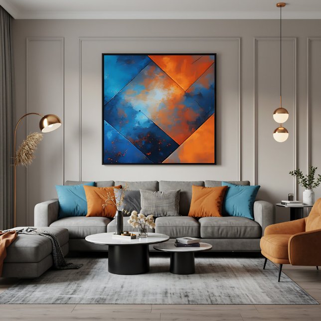 Poster Abstraction Bleue et Feu (Créateur téléchargé)