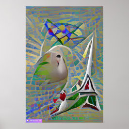 Poster Abstraction - deux oiseaux volant au-dessus d'une