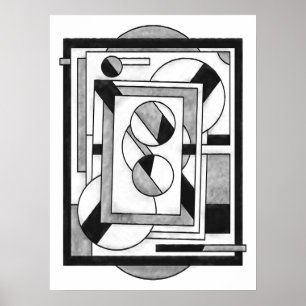 Poster Abstraction Géométrique Moderne Monochrome