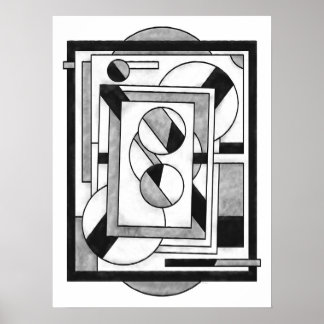 Poster Abstraction Géométrique Moderne Monochrome