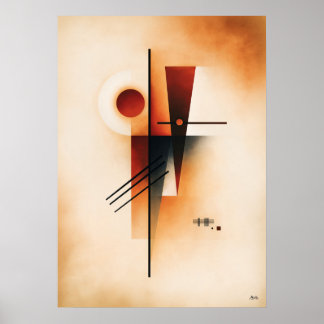 Poster Abstraction Géométrique Shibui Soleil Rouge