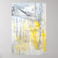 Poster 'Abstraction' Gris et Jaune