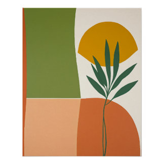 Poster abstracto bohemio planta sol