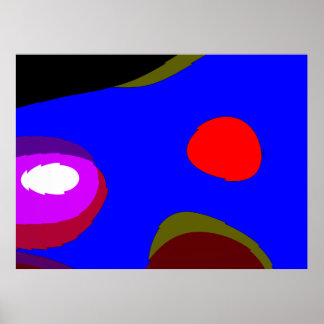 Poster Abstrait 309 - Bleu rouge noir violet