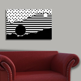 Poster Abstrait à motif noir et blanc déchiré