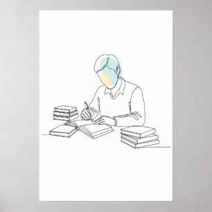 Poster Abstrait auteur une ligne art continu