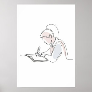 Poster Abstrait auteur une ligne art continu