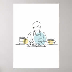 Poster Abstrait auteur une ligne art continu
