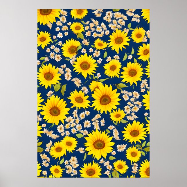 Poster Abstrait beau motif de tournesol (Devant)