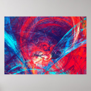 Poster Abstrait beau rouge et bleu clair dossier couleur