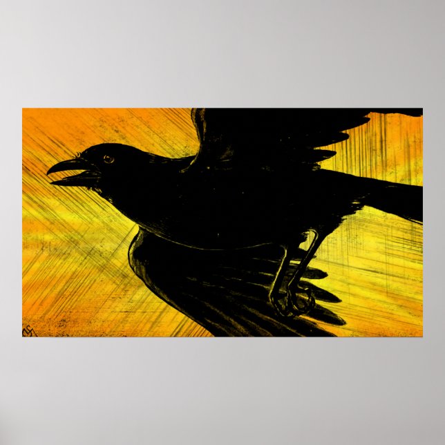 Poster Abstrait Black Crow Grunge (Devant)