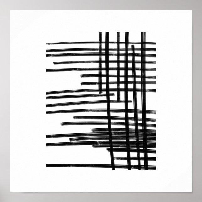 Poster Abstrait Black & White Lines Art - Scratches 2 (Devant)