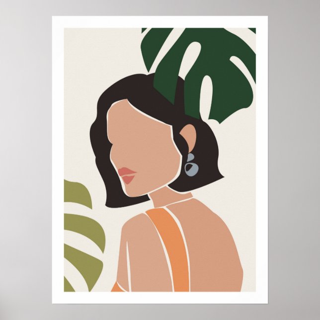 Poster Abstrait Boho Femme Visage Print (Devant)