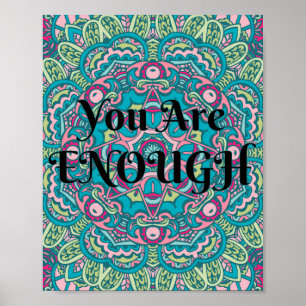 Poster Abstrait Boho Mandala Vous Êtes Assez Affirmation
