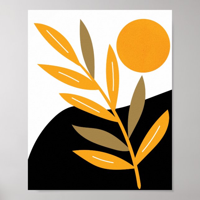Poster Abstrait botanique moderne Sun Boho (Devant)