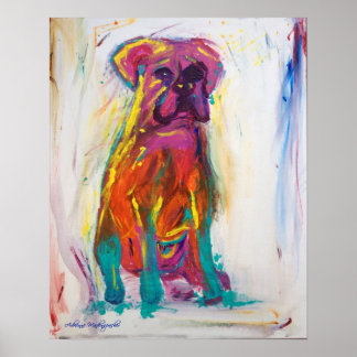 Poster Abstrait Boxer Dog