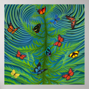 Poster Abstrait Butterfly Dream Garden
