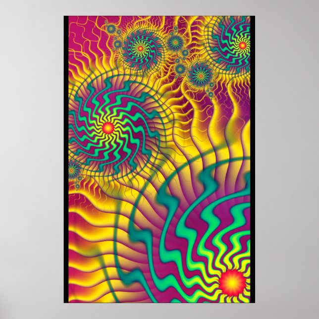 Poster Abstrait Cogs Coloré (Devant)