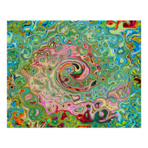 Poster Abstrait Coloré Rétro Psychedélique Tourbillon Arc