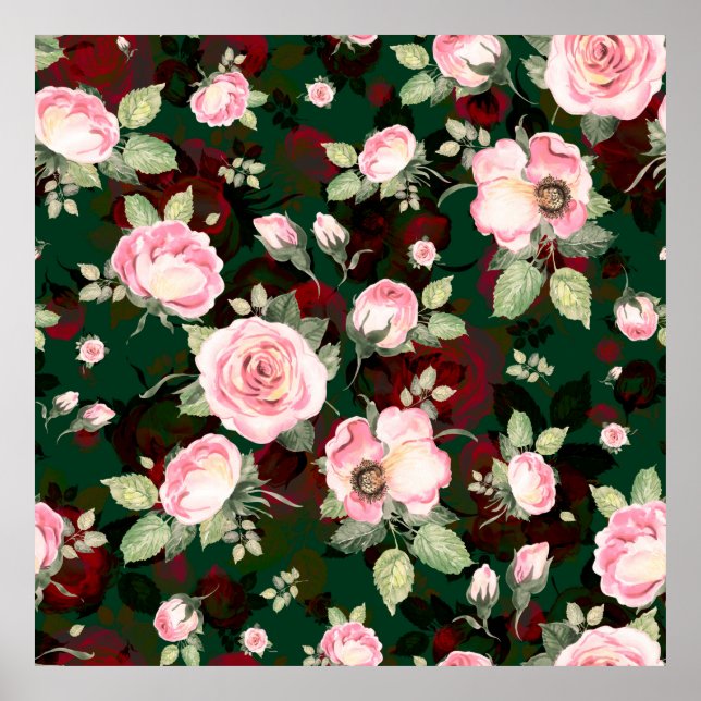 Poster Abstrait continu joli motif tiré fleurir ou (Devant)