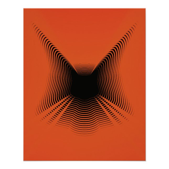 Poster Abstrait de chat noir sur le fond rouge (Devant)