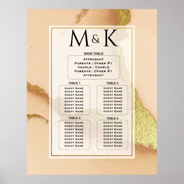 Poster Abstrait de corail moderne 💡 Mariage d'huile d'en (Devant)