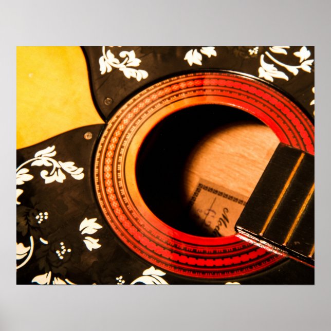 Poster Abstrait de guitare florale (Devant)