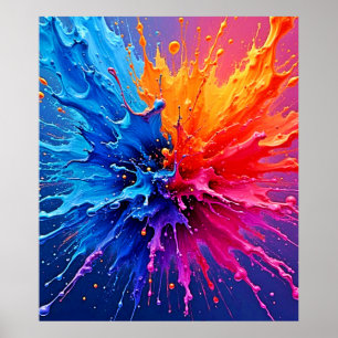 Poster Abstrait de projection de peinture dynamique