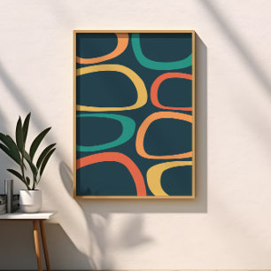 Poster Abstrait de style milieu de siècle moderne jaune,