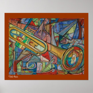 Poster Abstrait de trompette par ValAries
