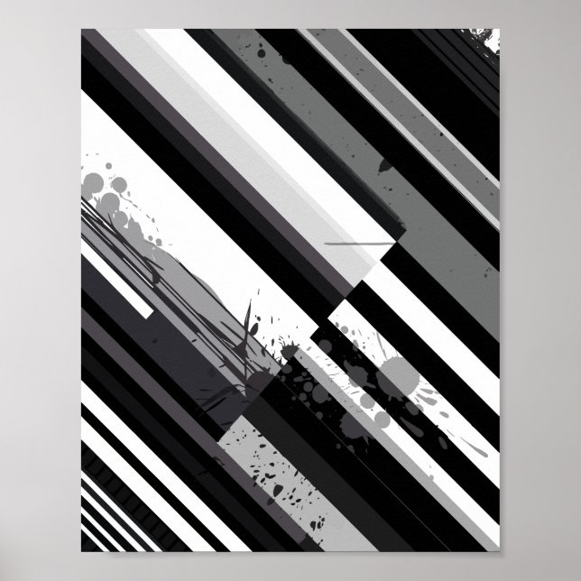 Poster Abstrait Diagonal Monochrome (Devant)