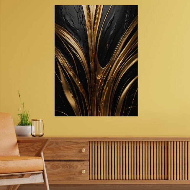 Poster Abstrait d'or | Elégant Black Gold Luxury (Salon 2)