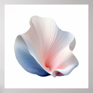 Poster Abstrait en coquille rose, bleue et blanche