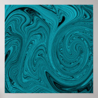 Poster Abstrait En Marbre Liquide Turquoise Et Noi