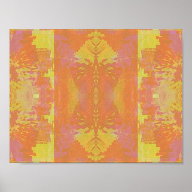Poster Abstrait en orange et jaune (Devant)