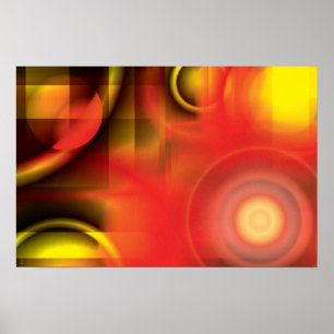 Poster Abstrait en rouge et jaune