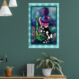 Poster Abstrait Fantaisiste Mermaid Nautilus Sarcelles Co