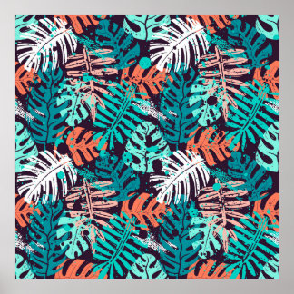 Poster Abstrait  feuille tropical motif. Créatif