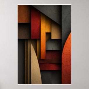 Poster Abstrait géométrique aux couches de tons terreux